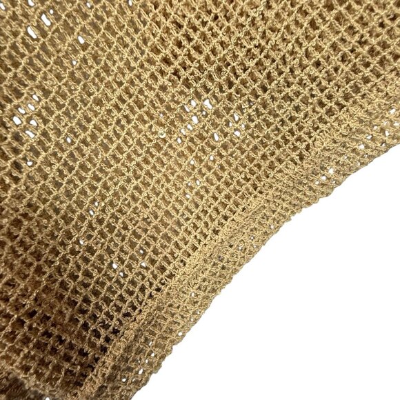 Noelle Sheer Boho Crocheted Top One Size Cropped Pullover Sequins Button Accents - Picture 5 of 8